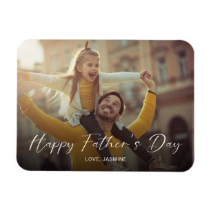 Happy Father's Day Script Photo Modern Simple Magnet