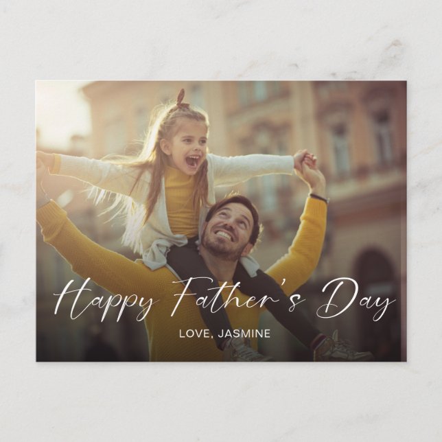 Happy Father's Day Script Photo Modern Simple Postcard (Front)