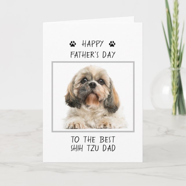 Happy Father's Day Shih Tzu Dad Photo Funny Card (Front)