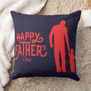Happy Father's Day Silhouettes Holding Hands Throw Pillow