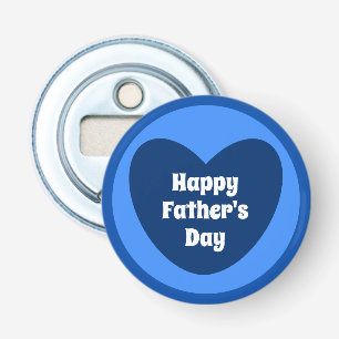 Happy Father's Day Simple Cute Navy Blue Heart Bottle Opener