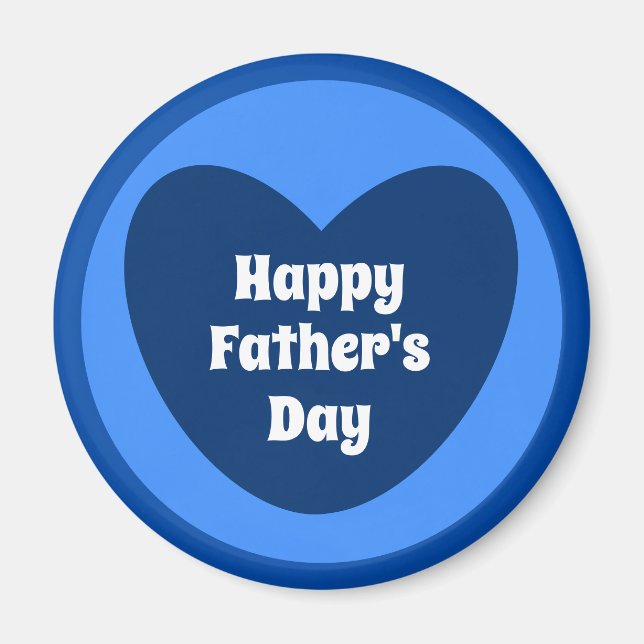 Happy Father's Day Simple Cute Navy Blue Heart Magnet (Front)
