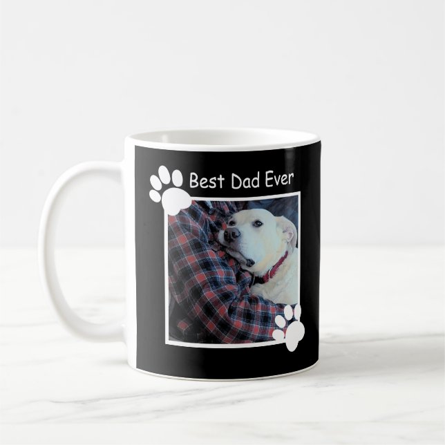 Happy Father's Day Simple One Photo Best Dad Black Coffee Mug (Left)