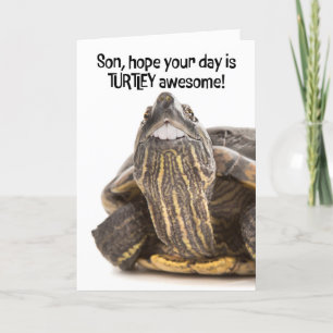 Happy Fathers Day Son Funny Turtle With Big Human  Holiday Card