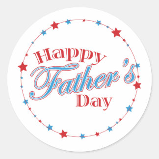 Happy Father's Day Stars Classic Round Sticker