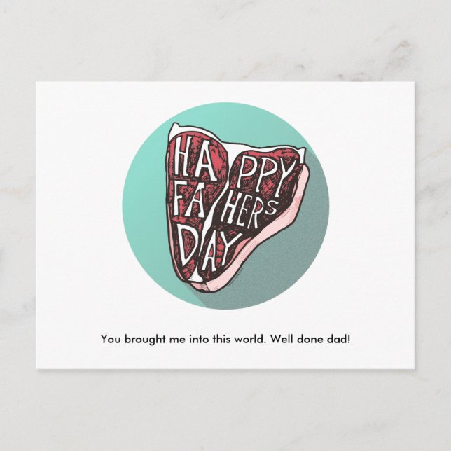 Happy Father's Day T-Bone Steak Post Card (Front)