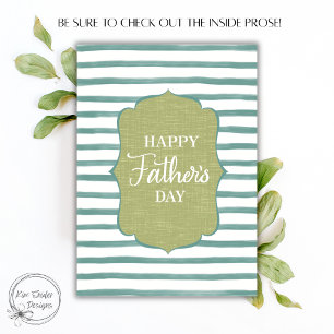 Happy Father's Day Teal Stripe Script Card