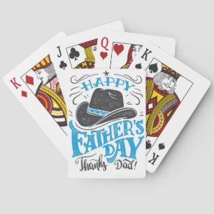 "Happy Father's Day Thanks Dad!" Cowboy Hat Playin Playing Cards