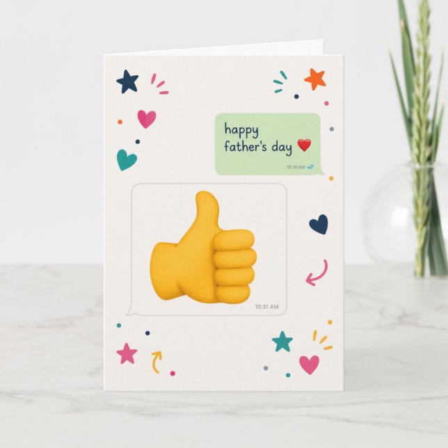 Happy Father's Day Thumbs Up Text Message Card (Front)