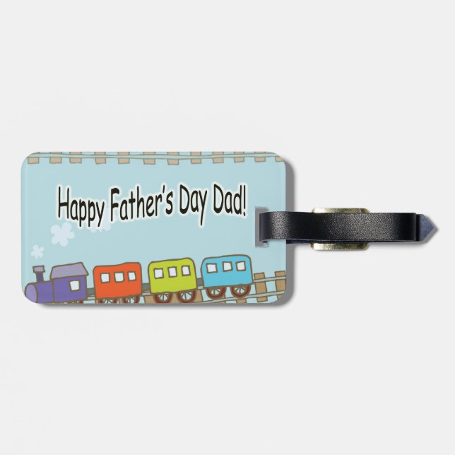Happy Fathers Day Train Luggage Tag (Back Horizontal)
