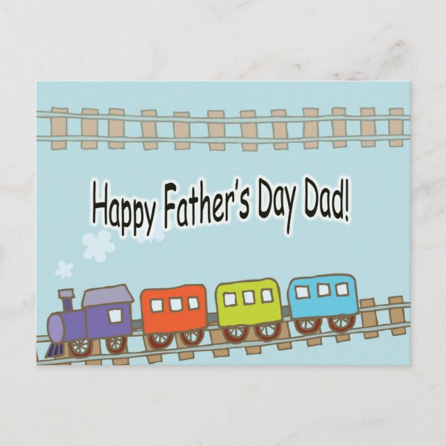 Happy Fathers Day Train Postcard (Front)