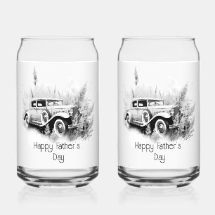 Happy Father's Day Vintage Care Can Glass