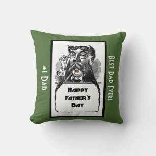 Happy Father's Day Vintage Retro Drawing Throw Pillow