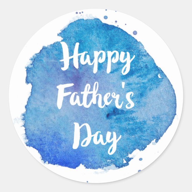 Happy Father's Day|Watercolor Splash Classic Round Sticker (Front)