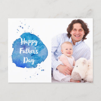 Happy Father's Day|Watercolor Splash Custom Photo Postcard