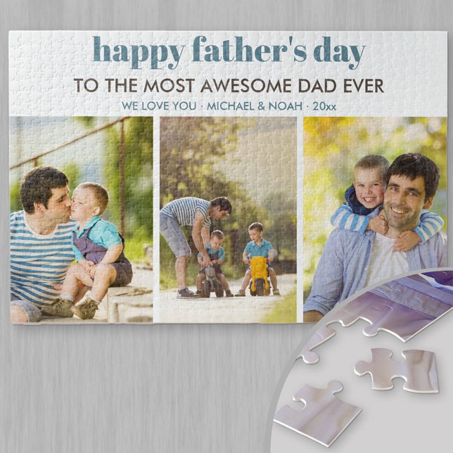 Happy Fathers Day Wishes and Custom 3 Photo Strip Jigsaw Puzzle (Creator Uploaded)