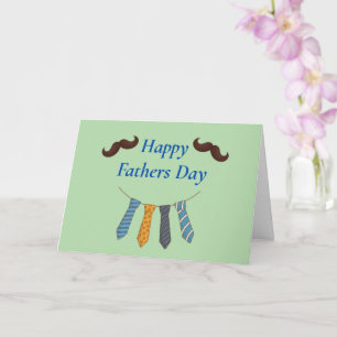 Happy Father's Day with colourful ties & Moustache Card