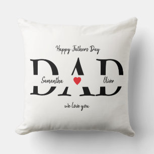 Happy Father's Day with Kids' Names -  Throw Pillow
