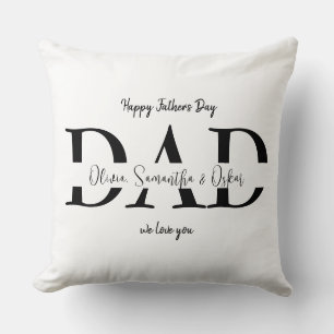 Happy Father's Day with Kids' Names -  Throw Pillow