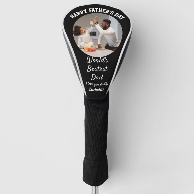 Happy Father's Day World's Best Dad Custom Photo Golf Head Cover (Front)