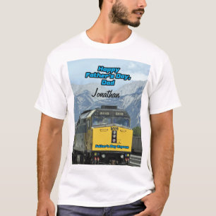 Happy Father's Day Yellow Railroad Train Engine T-Shirt