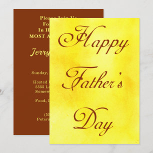 Happy Fathers Day Yellow Summer Picnic Party Invitation