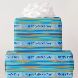 Happy Father's Day You Can Edit Text Blue Wrapping Paper