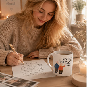 Happy Father's Day You're My World Mom and Dad Gia Large Coffee Mug