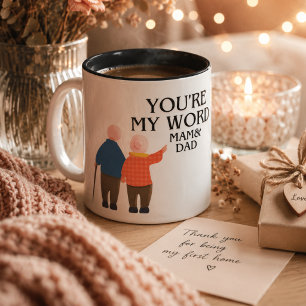 Happy Father's Day You're My World Mom and Dad Gia Two-Tone Coffee Mug