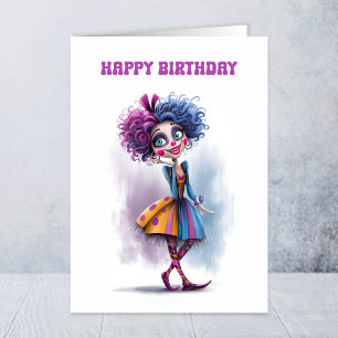 Happy Female Clown Birthday Greeting Card