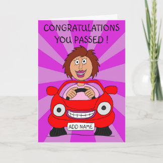 Happy Female Driver Just Passed Driving Test Card