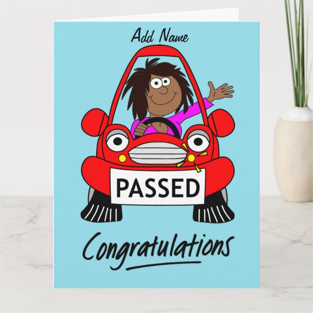 Happy Female Just Passed Driving Test Card (Front)