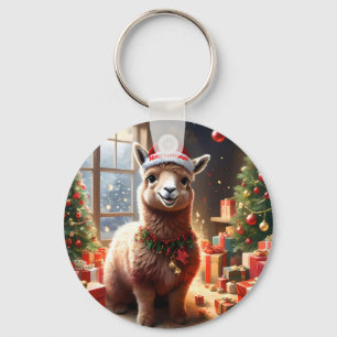 Happy Festive Alpaca Christmas, Keychain