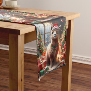 Happy Festive Alpaca Christmas, Long Table Runner