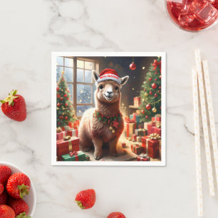 Happy Festive Alpaca Christmas,  Napkin