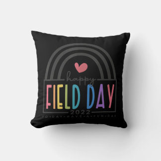 Happy Field Day 2022 rainbow fun day school trips  Throw Pillow