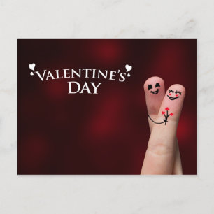 Happy Finger Hug on Valentine's Day Holiday Postcard