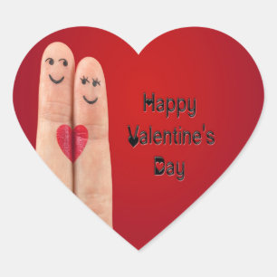 Happy Fingers Valentines Day  Heart Sticker