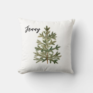 Happy Fir Tree Throw Pillow