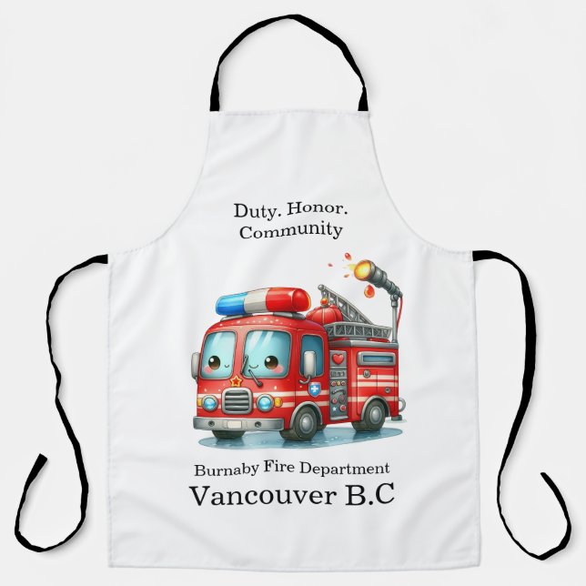 Happy fire truck ready for action! apron (Front)