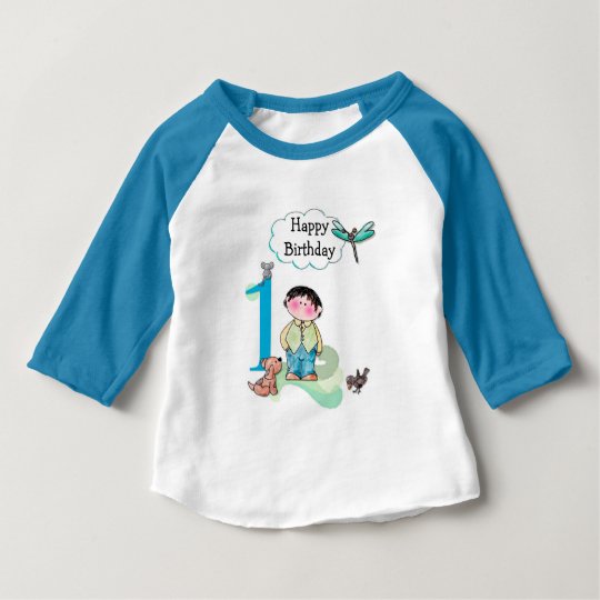 Happy First Birthday, Birthday Boy Jersey Baby T-Shirt