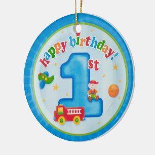 happy first birthday ceramic ornament