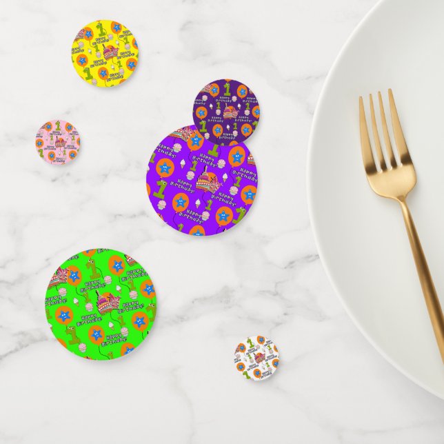 Happy First Birthday Confetti, #1 Birthday Confetti (Group)