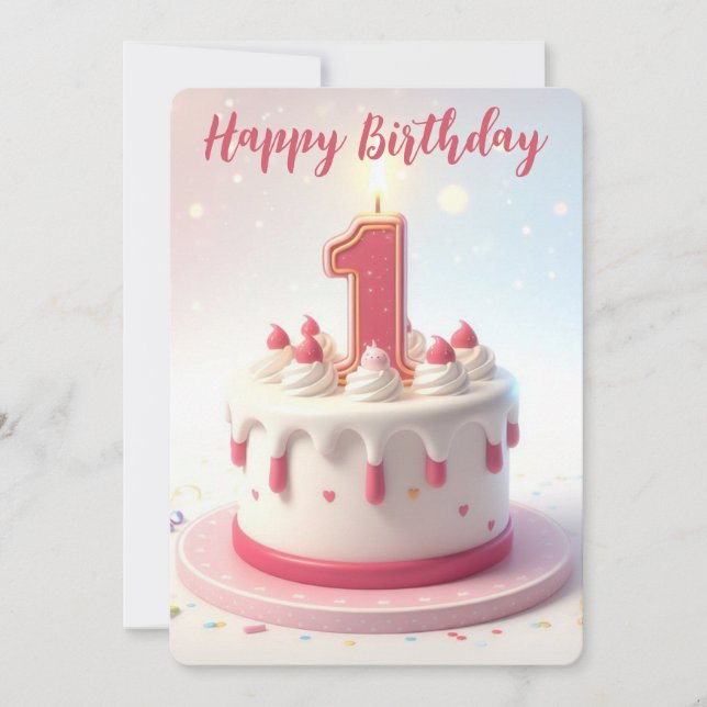 Happy First Birthday  Holiday Card (Front)