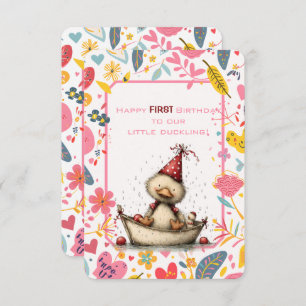 Happy First Birthday Our Little Duckling Invitation