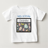 Happy First Birthday Safari Animals Pattern