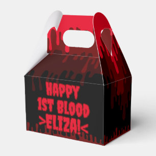 Happy First Blood Red Dripping Period Name Favor Box