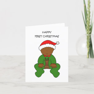 Happy First Christmas African American Baby Holiday Card