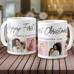 Happy First Christmas As Grandma 5 Photo Collage Coffee Mug