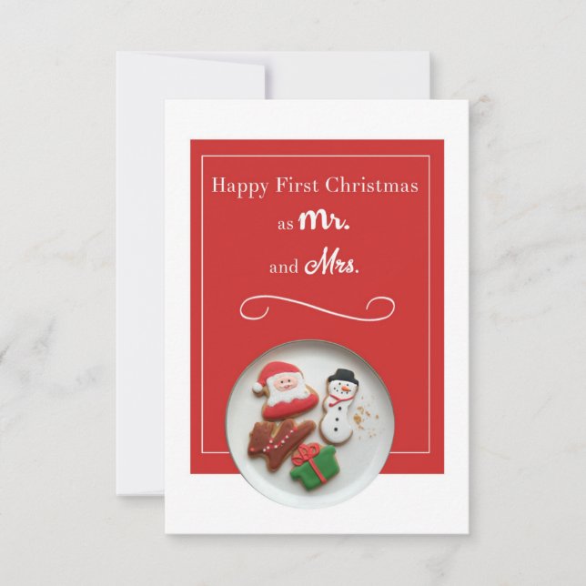 Happy First Christmas as Mr. and Mrs. White Border Invitation (Front)